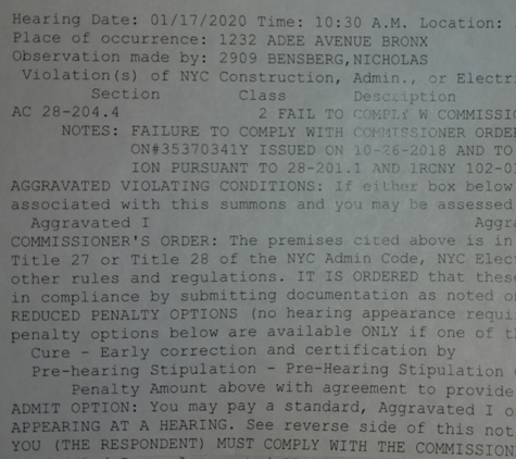 Daemar Construction Corp. - Jamaica, NY. Court penalties 10k+