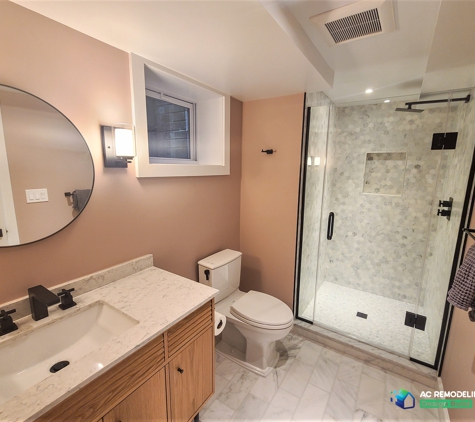 AC Remodeling Inc.. Beautiful bathroom transformation in basement remodeling - Palisades, DC