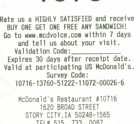 McDonald's - Story City, IA. You scratch my back, I'll scratch yours
