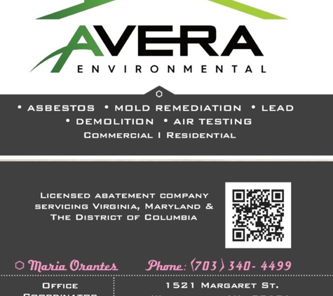 AVERA Environmental, LLC. - Woodbridge, VA. Our business card.