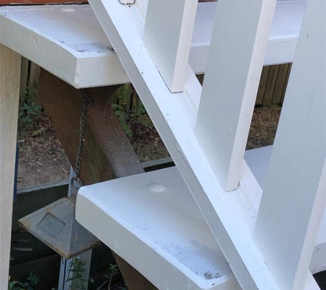 Purrer Painting - Oxley, QLD. Steps not finished and still streaky undercoat. No top coat.