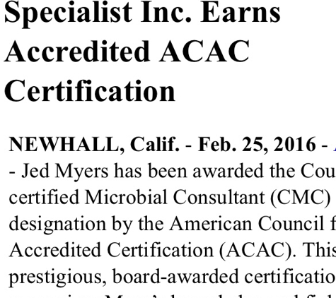 A Mold Specialist - Newhall, CA