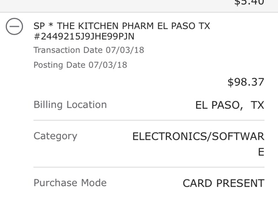 Kitchen - El Paso, TX. Credit card charges