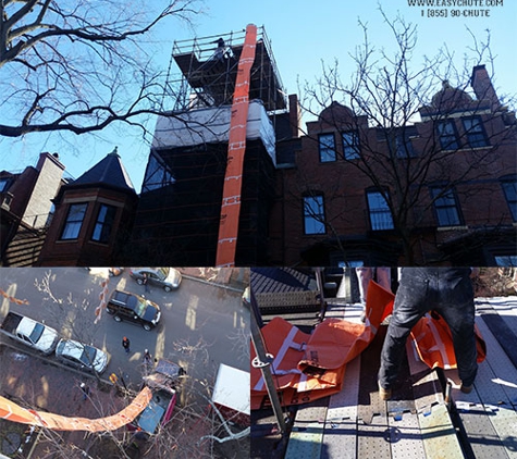 Easy Chute - Saugus, MA. Some Examples of Easy Chute as a Roofing Demo chute