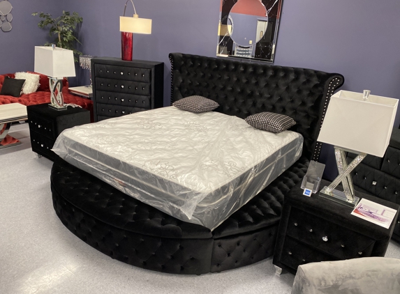 House To Home Furnishings LLC - Charlotte, NC. Belvedere Grand Round Storage Platform Bed Frame with Bluetooth Speakers and USB Charging Ports
