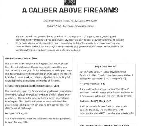 A Caliber Above Firearms - Augusta, WV