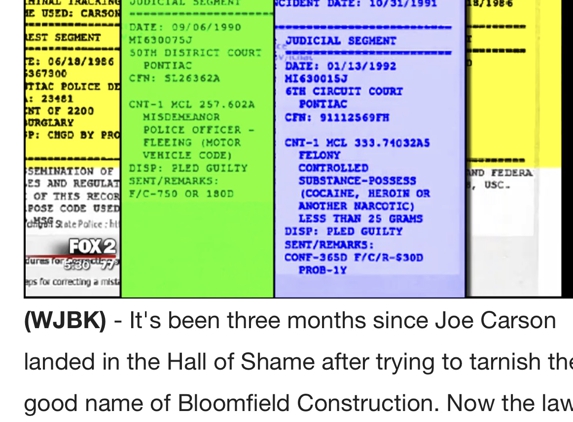 Bloomfield Remodeling & Renovation Inc. - Bloomfield Hills, MI. Rap Sheet- Joe Carson doesn’t have a Builders License & can’t obtain one.