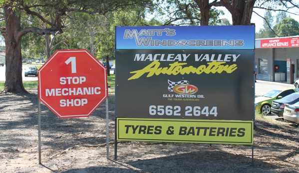 Matt's Windscreens - South Kempsey, NSW. Macleay Valley Automotive Sign