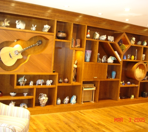 Shea Studio Interiors - Fairfax Station, VA. eclectic wall unit with guitar niche