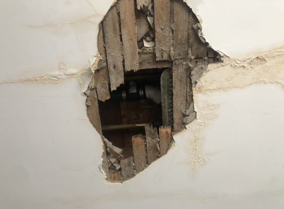 TLC Home Remodeling - Effort, PA. hole in ceiling from leaking plumbing and shower pan