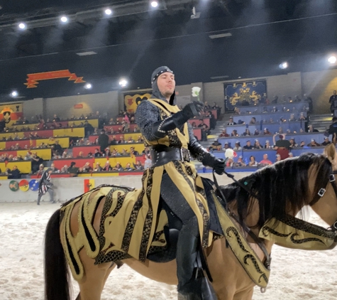 Medieval Times Dinner & Tournament - Schaumburg, IL. A Knight throws flowers to the audience