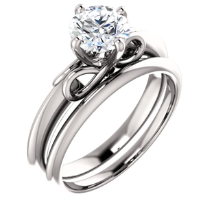 Jewelry by Sanders & Franklin LLC. - Hypoluxo, FL. 14KT WHITE GOLD 1 CT TW 6.5 MM ROUND-SHAPE CENTER STONE DIAMOND ENGAGEMENT RING SET WITH SI2-SI3 CLARITY & G-H COLOR