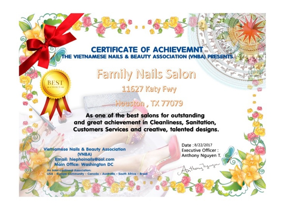 Family Nails Salon - Houston, TX. Congratulations ! 