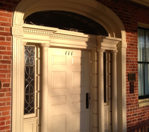 Lancaster Stained Glass Designs - Lancaster, PA. Total restoration & our custom replica castings for Peace Portico @ Seminary Ridge Museum aka Schmucker Hall, Gettysburg, PA