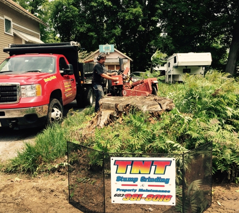 TNT Stump Grinding & Property Maintenance - Plainfield, NH. Monster stump in Claremont NH