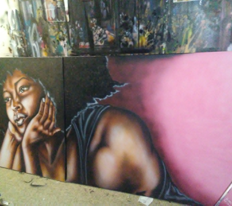 Soul Artistic Trends Art Company - New York, NY. Oringinal painting 9ftx4ft titled the thought