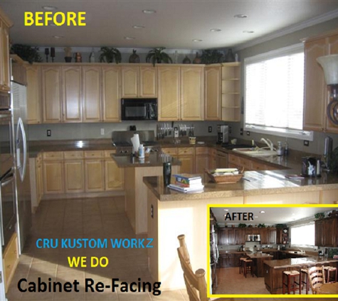 CRU KUSTOM WORKZ - Honolulu, HI. Cabinetry Restorations - Re-Facing, Cabinet Painting, Door & Hardware Replacement. Makes outdated cabinets look brand-new at half the Cost!