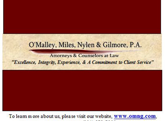 O'Malley, Miles, Nylen & Gilmore, P.A. - Greenbelt, MD