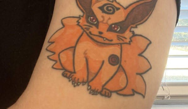 Norsk Studios - Buford, GA. After my first tattoo with Tyler and how awesome that went, I went back to him for a Naruto tattoo! This is kurama the 9 tailed fox! Super vibrant! I get compliments on it all of the time !