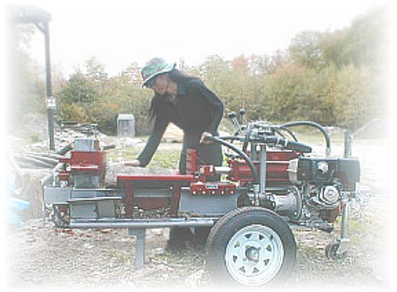 P.C.U. Enterprises Lawn and Grounds Maintenance - Lyman, ME. "Bobo" Operating Wood Splitter