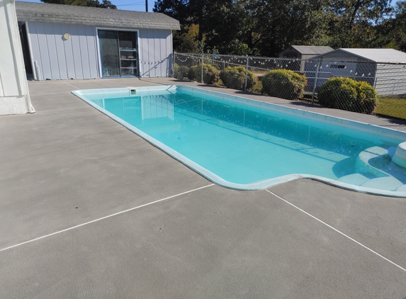 Rossi Decorative Concrete & Epoxy - Apison, TN. Pool Patio resurfaced sprayed texture