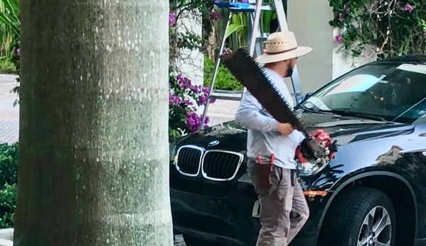 Satori - Fort Lauderdale, FL. Parking garage is full as usual so worker is chainsawing branches over the hood of this BMW and doesn’t care about damage.