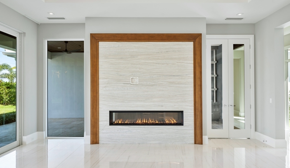 Euro Floors - Pompano Beach, FL. Custom stone fireplace - Residential Project