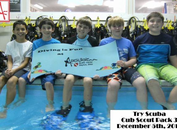 Aquatic Realm Scuba Center - Dayton, OH. Congratulations, to Cub Scout Pack 3, for their participation in a Try Scuba activity.