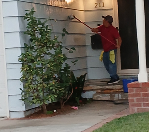 Dust Bunnies of Orange County. Over the years the front porch and door area can get dingy and dirty due to hand prints, dog prints, and who knows what.  
