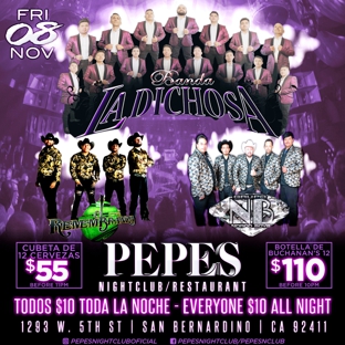 Pepe's Night Club - San Bernardino, CA. ���������������� ���������������������������� ���� �������� ������������������������������������
���������������� $�������� ���������������� �������� ��������������������
���� ������������������������������������ $�������� ������������ ��������������������
�������������������� �������������������� ����������������/����������������������������������������

����ᗷᗩᑎᗪᗩ ᒪᗩ ᗪIᑕᕼOSᗩ