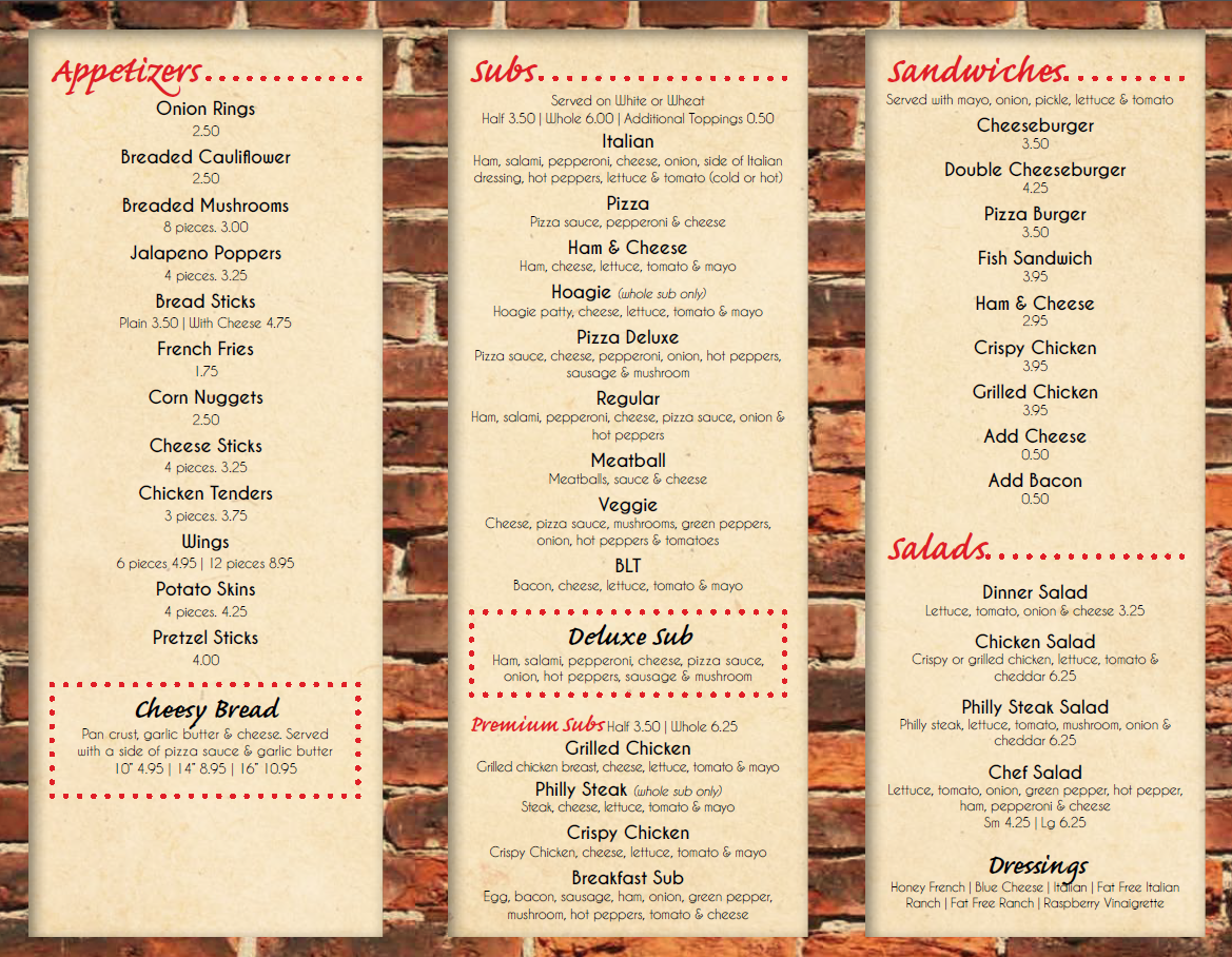 Little italy pizza deals menu