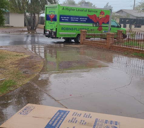 Robins Plumbing, Inc - Phoenix, AZ. Look for the green truck with blue letters and the big robin.