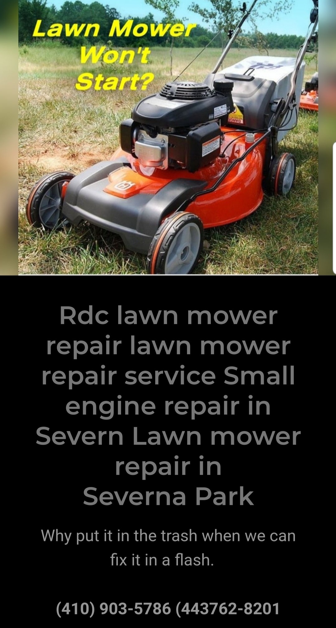 Rdc Lawnmower Repair 1450 Grimm Rd Severn Md 21144 Yp Com
