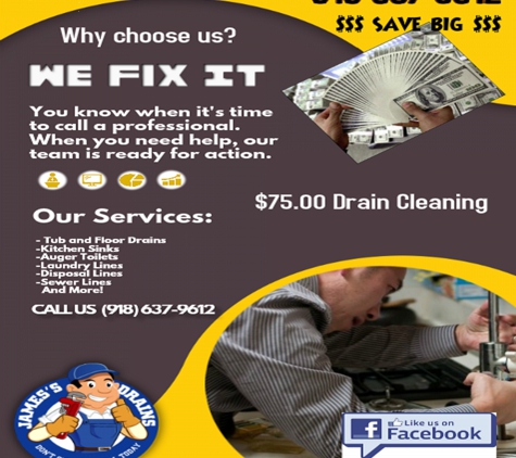 James's Drains and Plumbing Services - Tulsa, OK