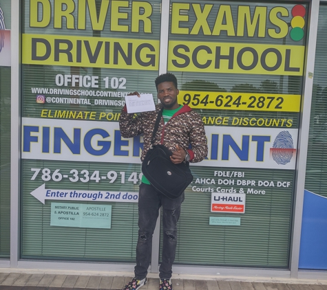 Continental Driving School - Miami, FL. 5901 NW 183 st Hialeah FL 33015 He passed all test to get his License 