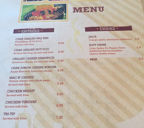 Char House BBQ & Grill - Oak Park, CA. Kids Menu