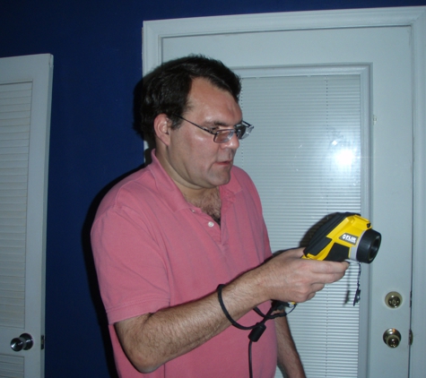 Executive Restoration - Mint Hill, NC. David Snell using an Infrared Scan to determine moisture levels behind walls and ceilings.
www.ExecutiveRestoration.com
