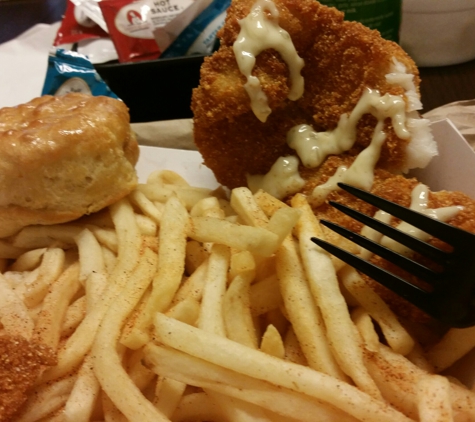 Krispy Krunchy Chicken - Los Angeles, CA. Fish and fries with a biscuit. Taste good. Serving size is great.