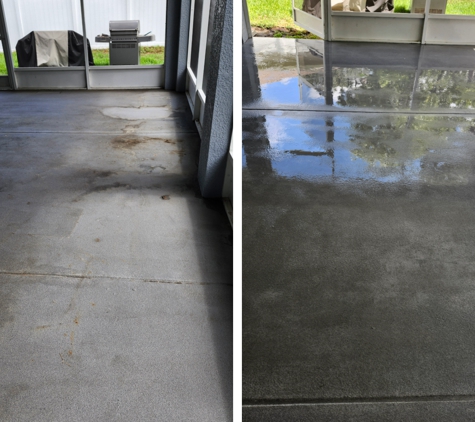 Trocoobin Pressure Washing - Spring Hill, FL. Indoor Patio Before and After