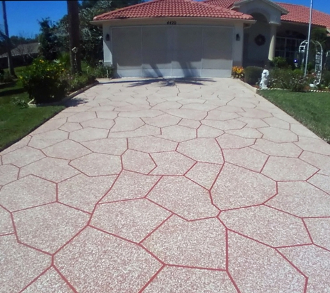 Ace Advanced Coating Experts - Weeki Wachee, FL. Modified Non skid Coating. Terra Cotta base with Buff and Oyster white.