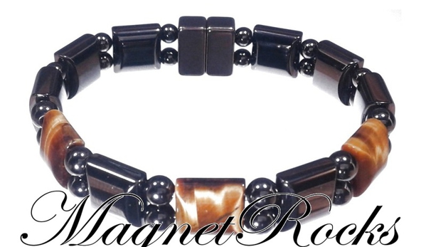 Magnet Rocks - Daytona Beach, FL. Beautifully Bold Collection Golden Tiger Eye Magnetic Hematite Bracelet.