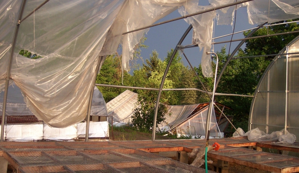 Ellis' Greenhouse & Nursery - Hudson, ME. Microburst damage