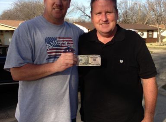 Billy Burks,Jr.Roofing - Kennedale, TX. We love our customers and appreciate their referrals! Here is a customer receiving $50 cash from Burks Roofing for referring us!