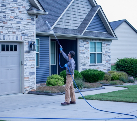 Stonewall Pest Control - Inman, SC. Using a power sprayer lets us spray high up into eaves and other areas spiders, wasps, and other pests like to hang out. Leaving a residual