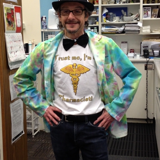 Little Five Points Pharmacy - Atlanta, GA. Ira wearing his funky labcoat as he is about to be the Grand Marshall in the Inman Park Festival