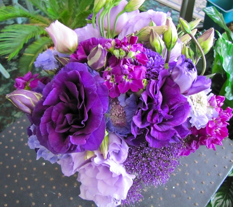 Brunswick Town Florist - Southport, NC. Wedding bouquet of purple and lavender