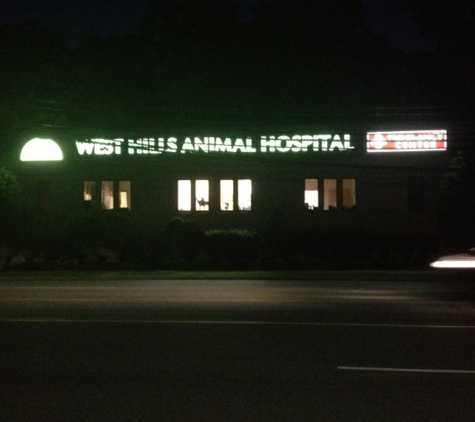 West Hills Animal Hospital & 24hr Emergency Veterinary Center - Huntington, NY. Sign on Side of Building