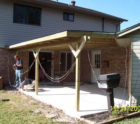 D & D Brothers Construction - Pasadena, TX. Custom Built Treated Patio Cover and Concrete Patio Combo...