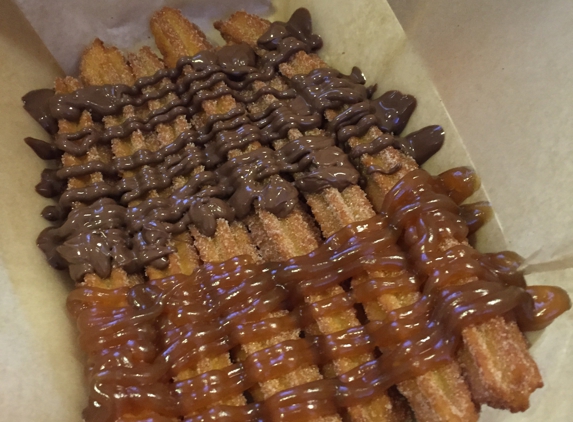 Churros Stix - Canoga Park, CA. Churros with chocolate and caramel drizzle