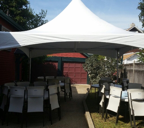 Amandabear PartyRentals - Bronx, NY. High Peak tent Tables And Chairs